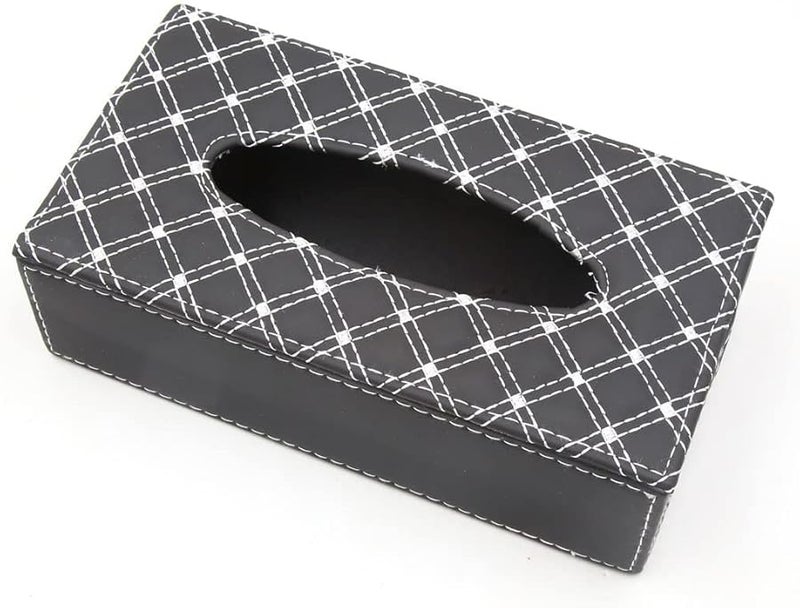 Rectangle Faux Leather Tissue Box Holder Storage Case Black - Image 1